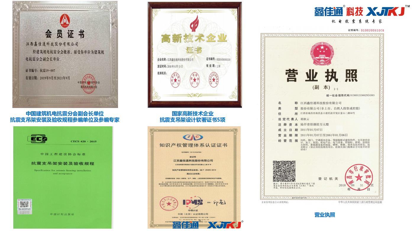 鑫佳通抗震支架榮譽
